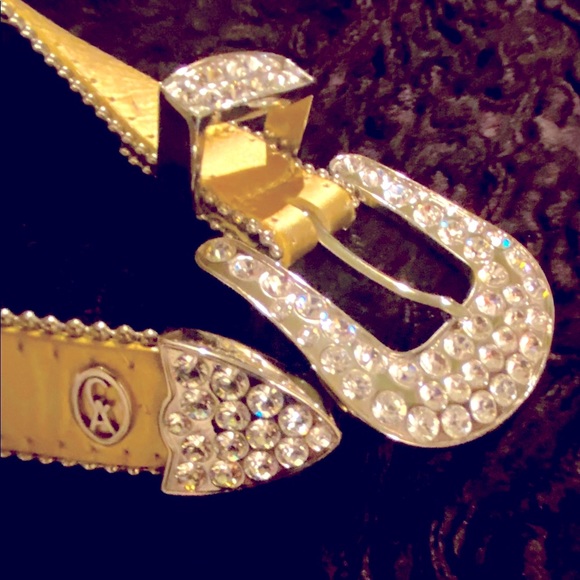 π CHRISTINE ALEXANDER ~ SWAROVSKI CRYSTAL STUDDED LEATHER BELT - Picture 2 of 8